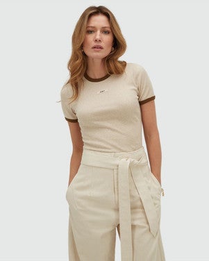 CODY slim fit T-shirt with logo Beige