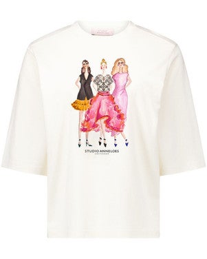 Fiore anniversary round neck t-shirt Ecru