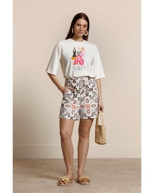 Fiore anniversary round neck t-shirt Ecru
