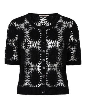 Cardigan crochet s/slve Zwart 1