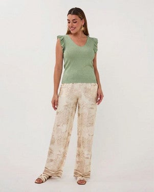 Top ruffle sleeve Groen