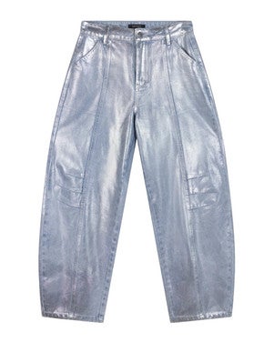 ladies woven pleated balloon jeans LYON Blauw