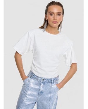 ladies knitted cropped t-shirt ELLIS Wit 1