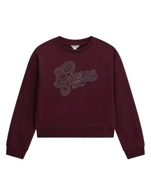 Sweater Active Top Logo Rhinestones Bordeaux