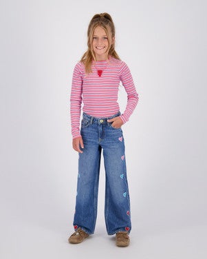 Cassie Hearts Extra Wide Denim Blauw