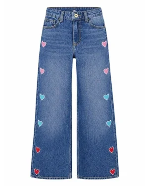 Cassie Hearts Extra Wide Denim Blauw