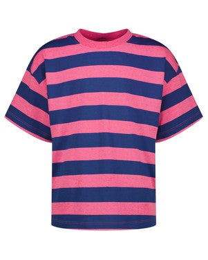 Basic-Tee Stripe Block Roze