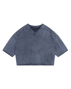 ladies knitted cut seam sweat t-shirt Donker Blauw
