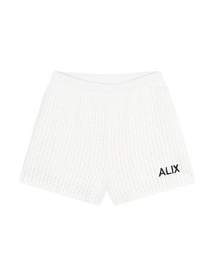 ladies knitted ajour shorts Ecru