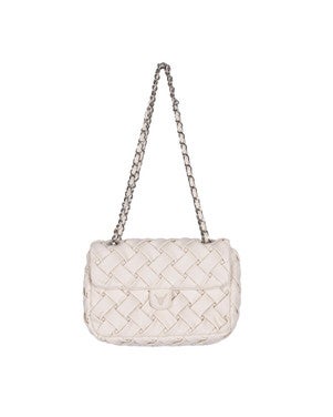 ladies woven small boucle bag Ecru