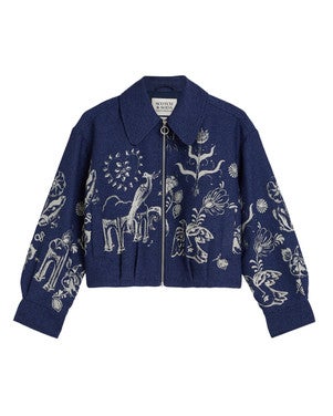 Jacquard jacket Blauw