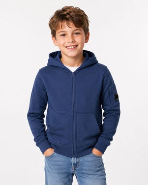 ZIPPED SWEATSHIRT HOOD LIGHT FLEECE Blauw