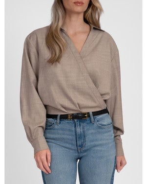 Ozzy Wrap Blouse Beige