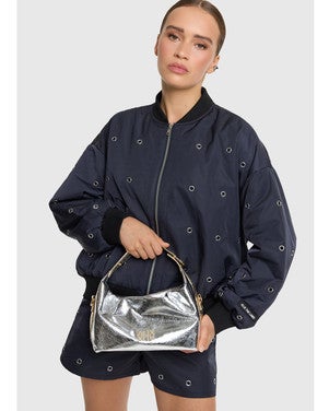 ladies woven silver bag Zwart 1