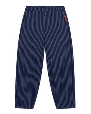 ladies woven striped barrel pants Donker Blauw