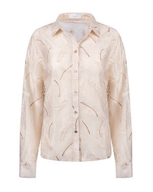 Aysha Blouse Feathers Zand