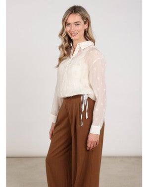 Ally Blouse Square Embroidery Off White
