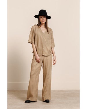 Maddi jane stripe top Camel