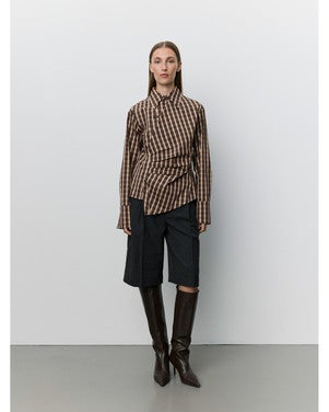 PAIGESW CHECKED ASYMMETRIC SHIRT Bruin 1