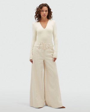 MAUREEN high waisted wide leg jeans Ecru