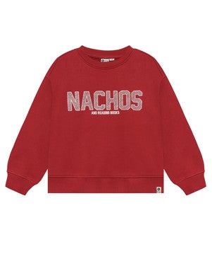 Oversized Sweater Artwork Front Rood