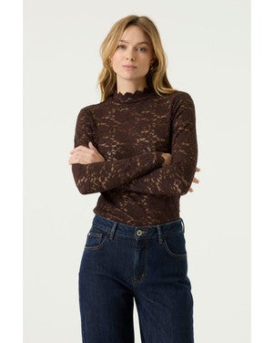 Z0075 Ladies T-shirt LS Bruin 1