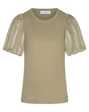 Top Haya - Constrast Puff Sleeve Licht Groen