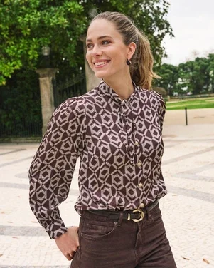 Blouse short bow Warm Cacao Bruin 1