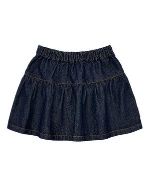 Denim Mini Ruffle Skirt Donker Blauw