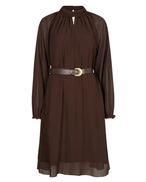 Dress mock neck chiffon Bruin 1