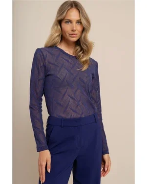 Reagan lace top ink blue Donker Blauw