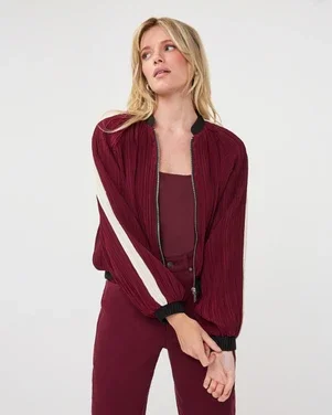 Jacket bomber plisse Bordeaux