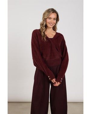 Beau Pullover Wrap Bordeaux