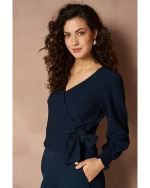 Top Isa - Structured Wrap Blauw