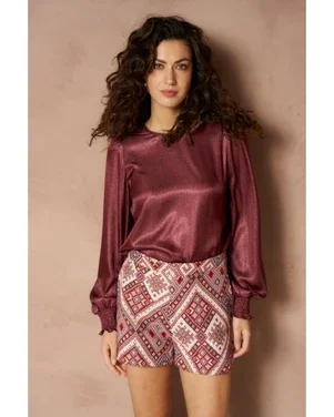 Top Isli - Smock Sleeve Bordeaux