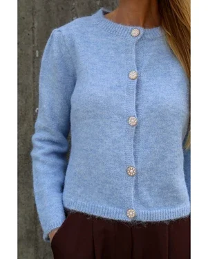 Lissi L/S knit cardigan Licht Blauw