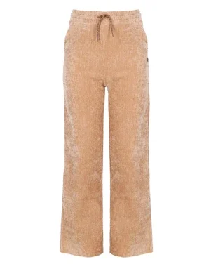 Sayla Wide Leg Velvet Stretch Pants Zand