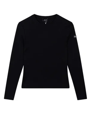 ladies knitted rib longsleeve t-shirt Zwart 1