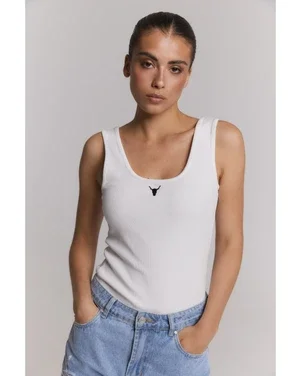 ladies knitted tank top Wit 1