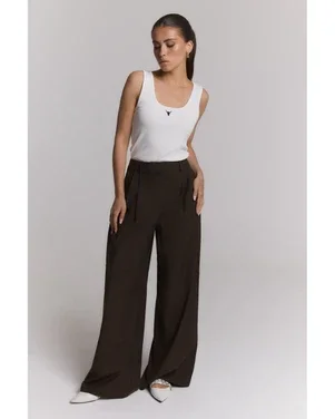 ladies woven wide leg pants Bruin 1