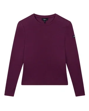 ladies knitted rib longsleeve t-shirt Paars