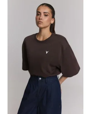 ladies knitted body t-shirt Bruin 1