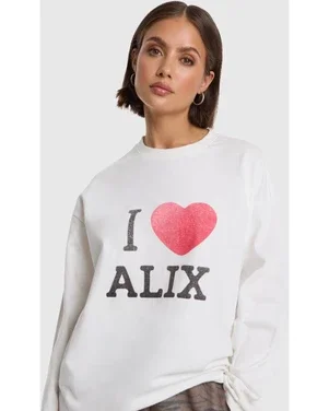 ladies knitted I love Alix longsleeve t-shirt Wit 1