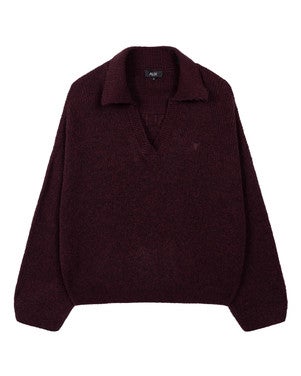 ladies knitted bull polo Paars