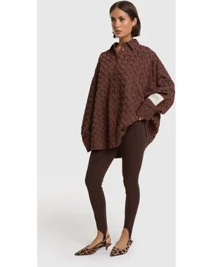 ladies knitted clean legging Bruin 1