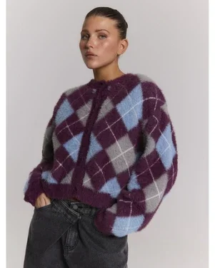 ladies knitted check cardigan NOMI Multi