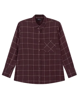 ladies woven blouse check shoulder pads NARO Multi