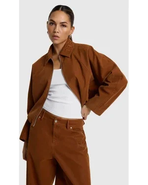 ladies woven faux suede ballon jacket Bruin 1