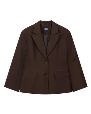 ladies woven fitted blazer Bruin 1