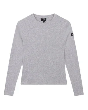 ladies knitted rib longsleeve t-shirt Grijs